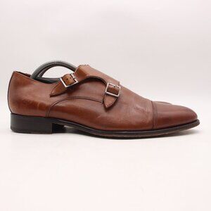 To Boot New York Double Monk Strap Men's 9 Brown Leather Cap Toe Dress Shoes
